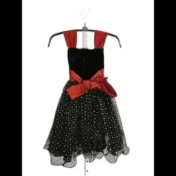 Charming Black and Red Polka Dot Dress for Girls - Picture 5 of 10